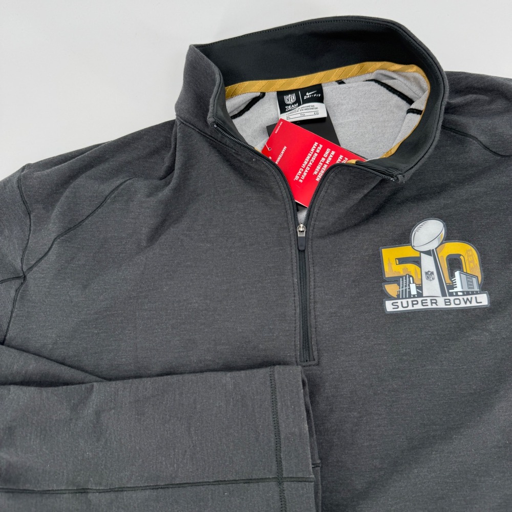 NEW Nike Mens Super Bowl NFL Dri-Fit Quarter Zip Pullover Gray 743515-060 XL NWT - Picture 1 of 10